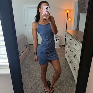 Blue Ruched Bodycon Mini Dress